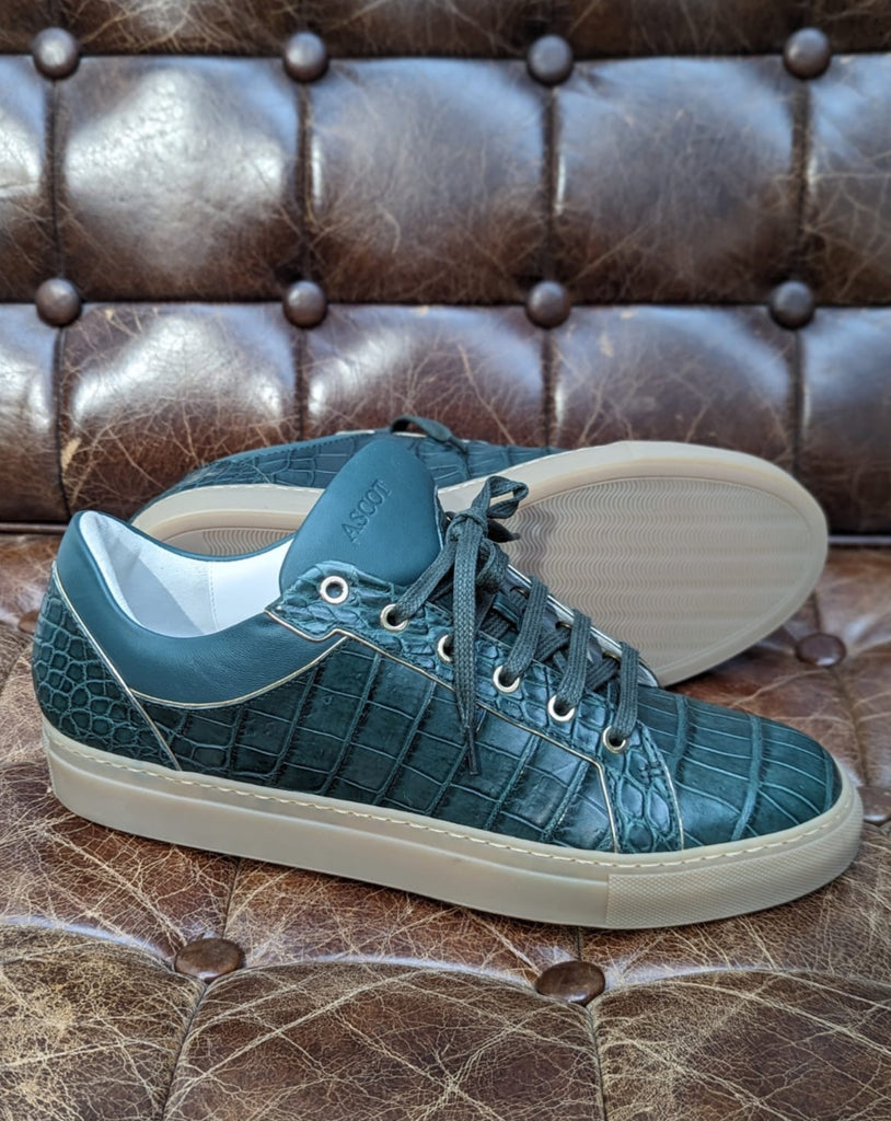 Ascot Sneaker - Green Crocodile, UK 10.5 - Ascot Shoes