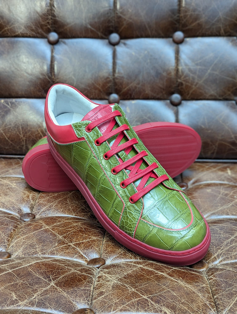 Ascot Sneakers - Olive Green & Red, UK 10.5 - Ascot Shoes