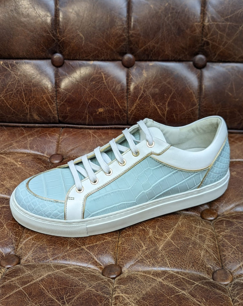 Ascot Sneakers - Light Blue Crocodile, UK 9.5 - Ascot Shoes