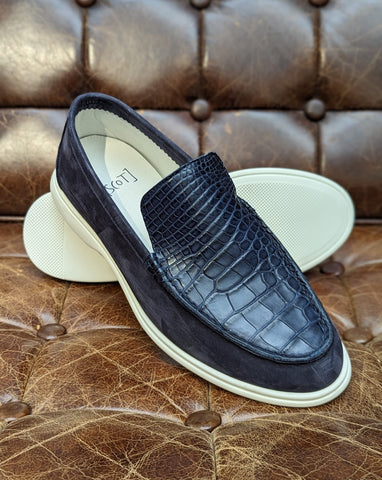 Ascot Cannes - Blue Suede & Crocodile