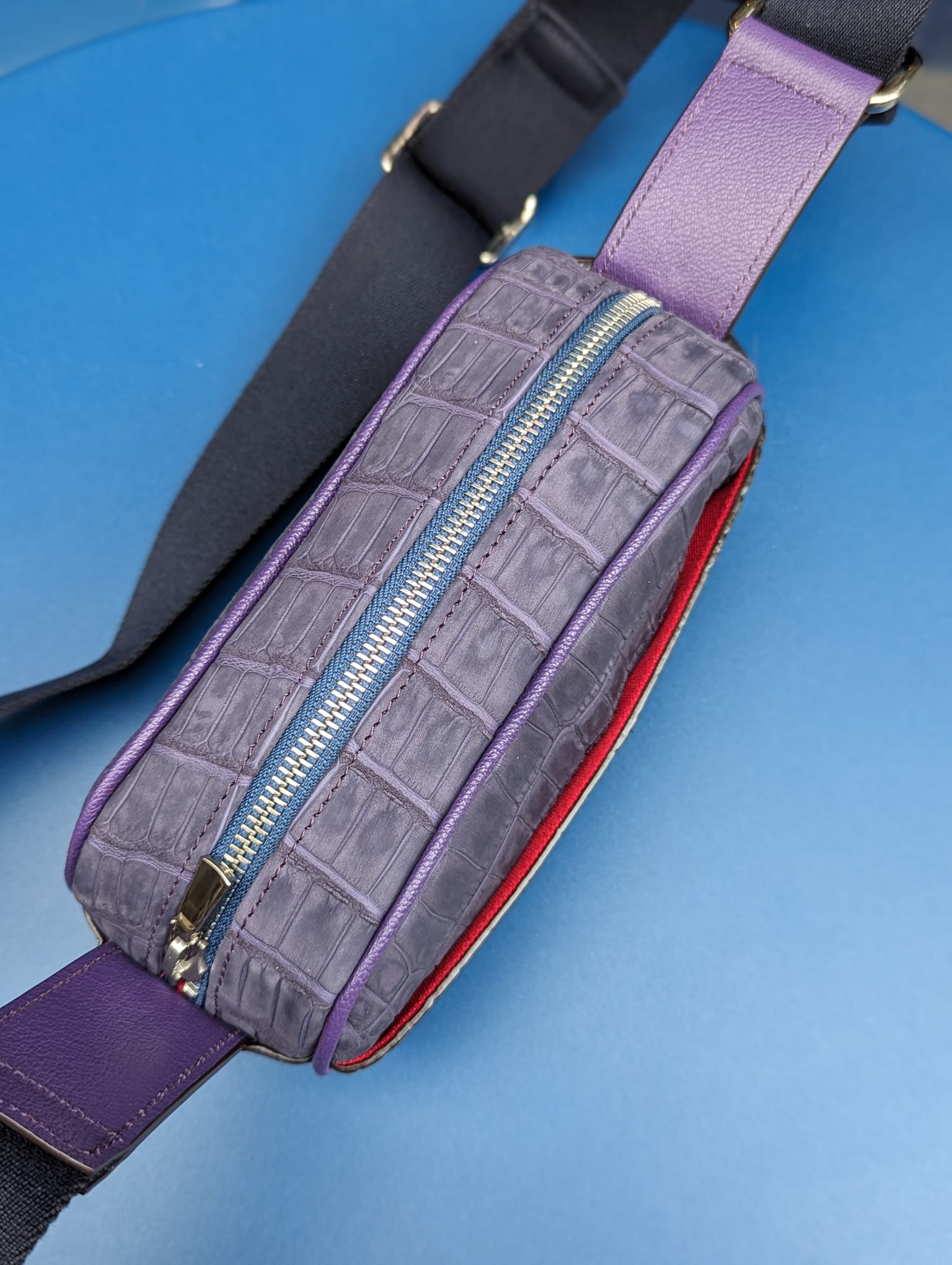 Bespoke Cross - Body Bag - Purple Crocodile - Ascot Shoes