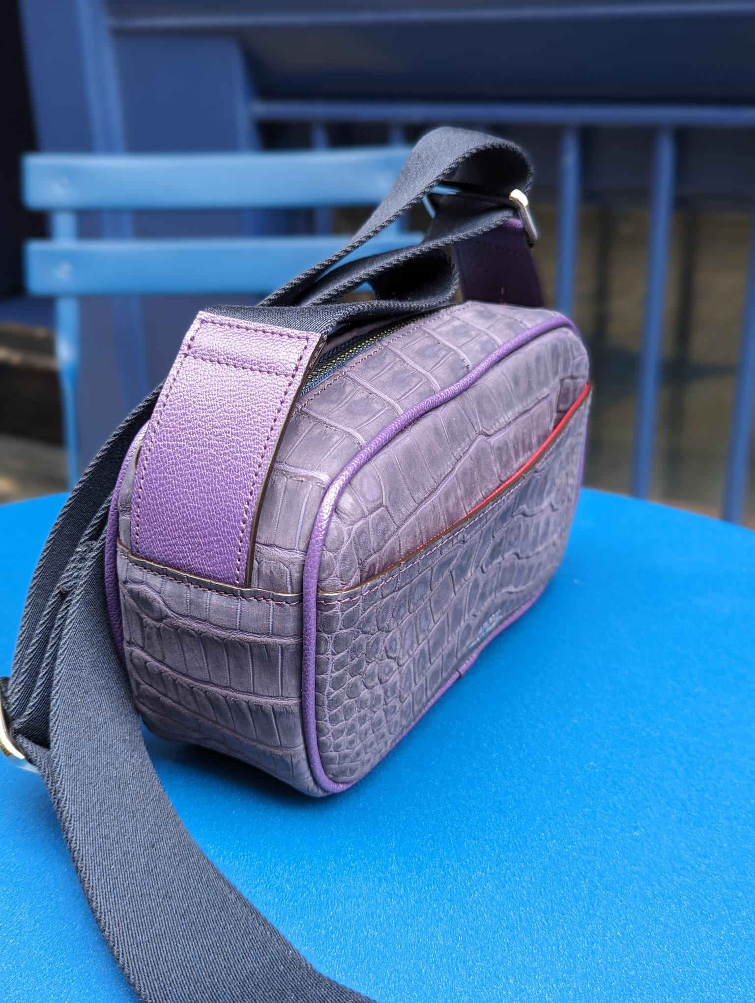 Bespoke Cross - Body Bag - Purple Crocodile - Ascot Shoes