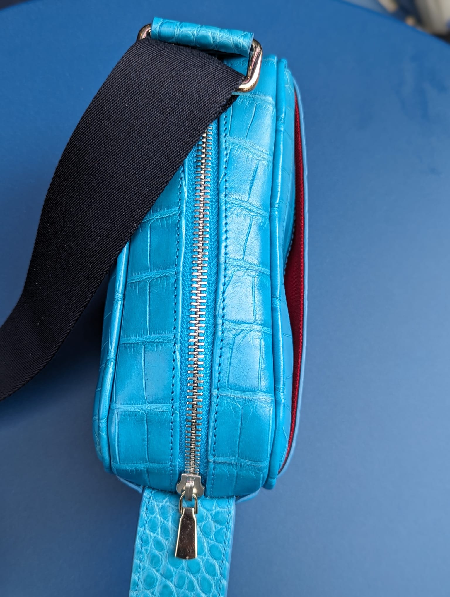 Bespoke Cross - Body Bag - Blue Crocodile - Ascot Shoes