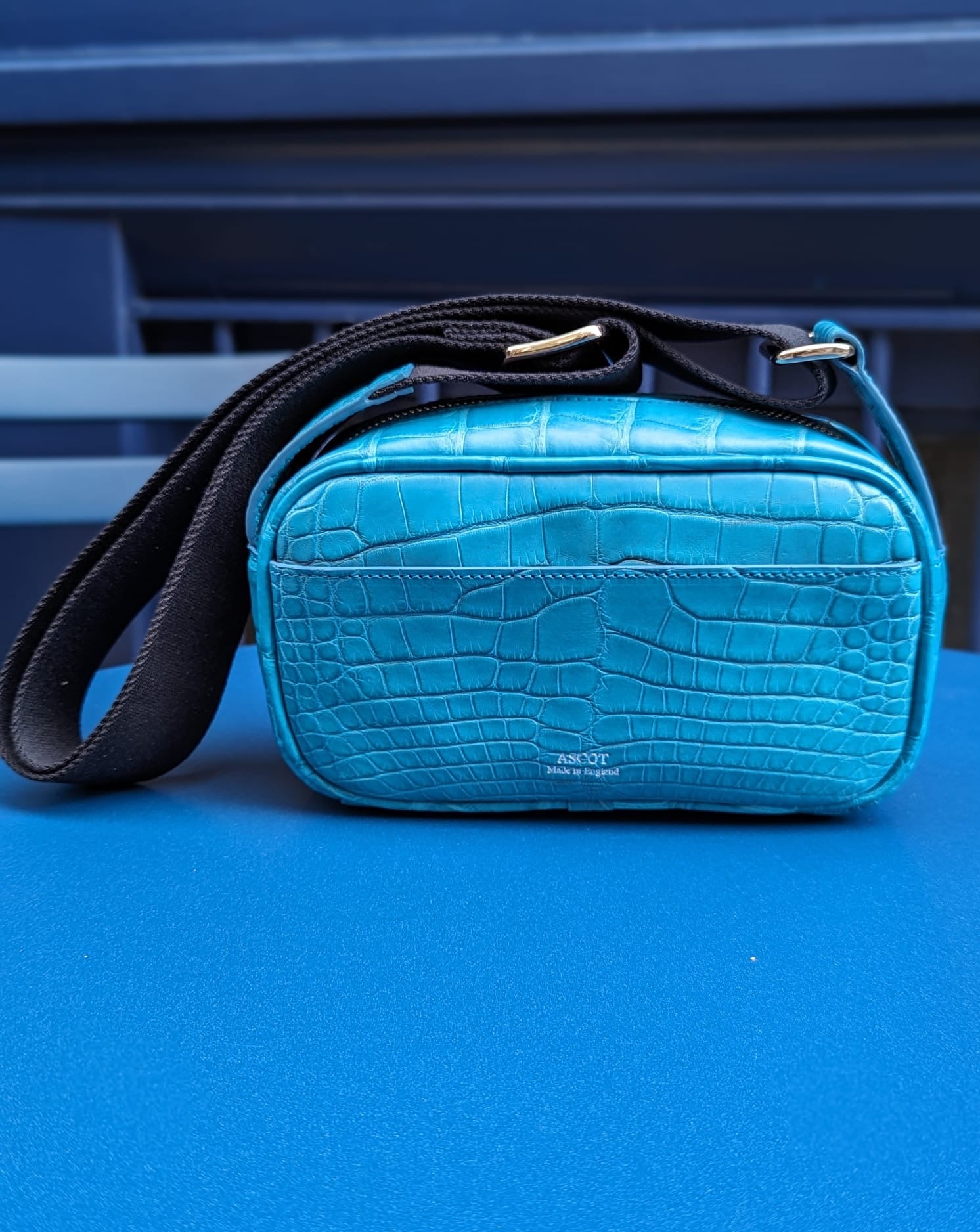 Bespoke Cross - Body Bag - Blue Crocodile - Ascot Shoes