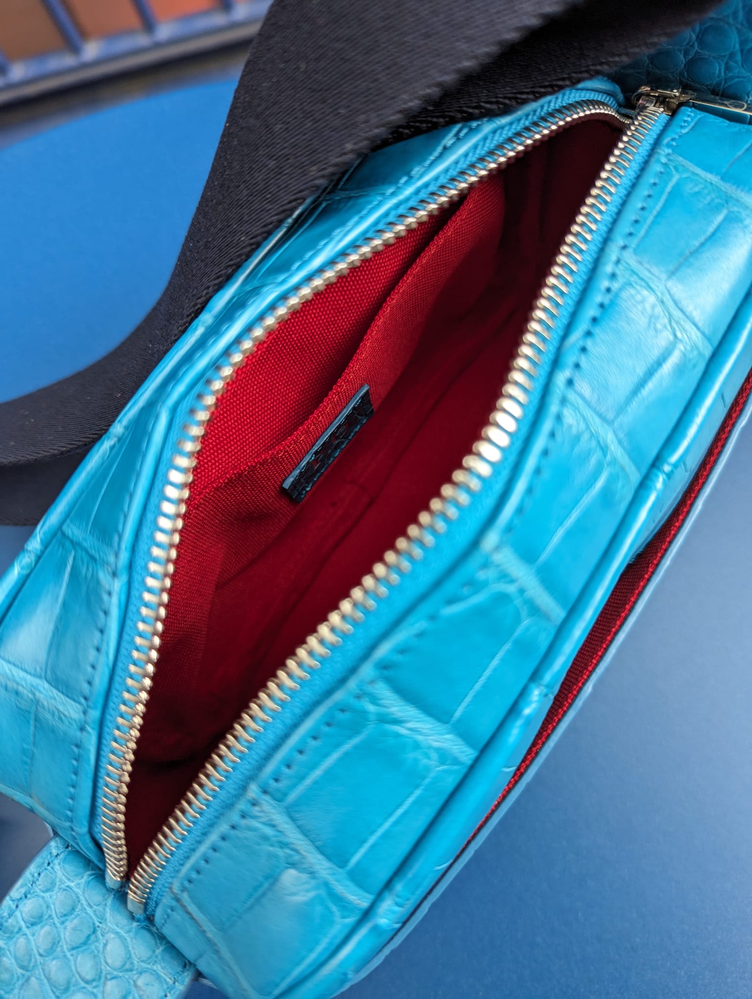 Bespoke Cross - Body Bag - Blue Crocodile - Ascot Shoes