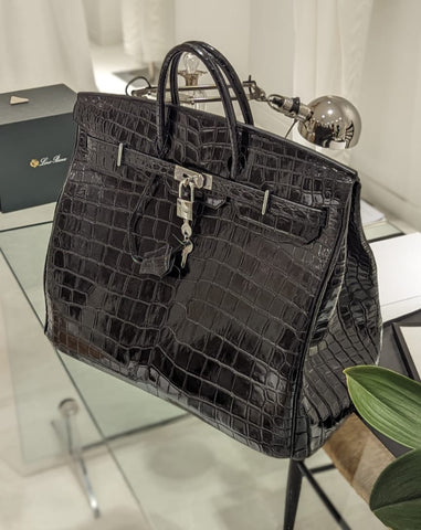 Ascot Bespoke Bag - Black Alligator 50 cm