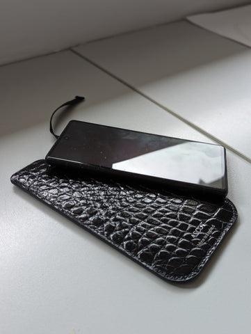 Phone Pouch - Black Crocodile