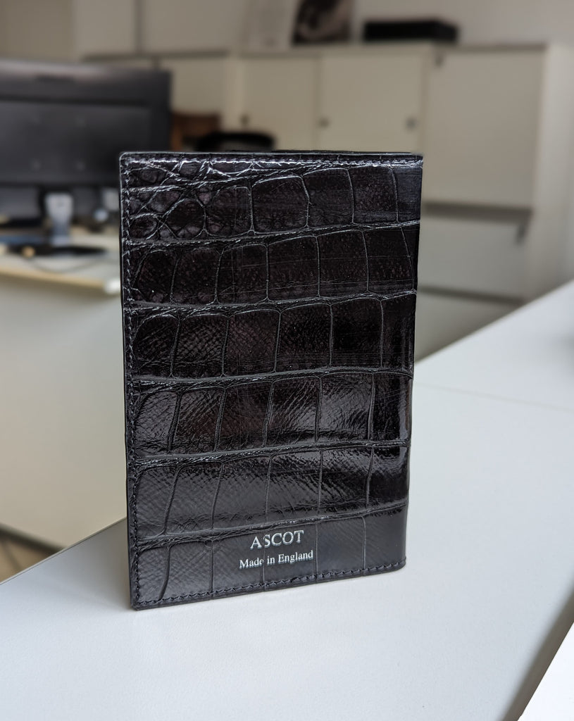 Passport & Card Holder - Black Crocodile - Ascot Shoes