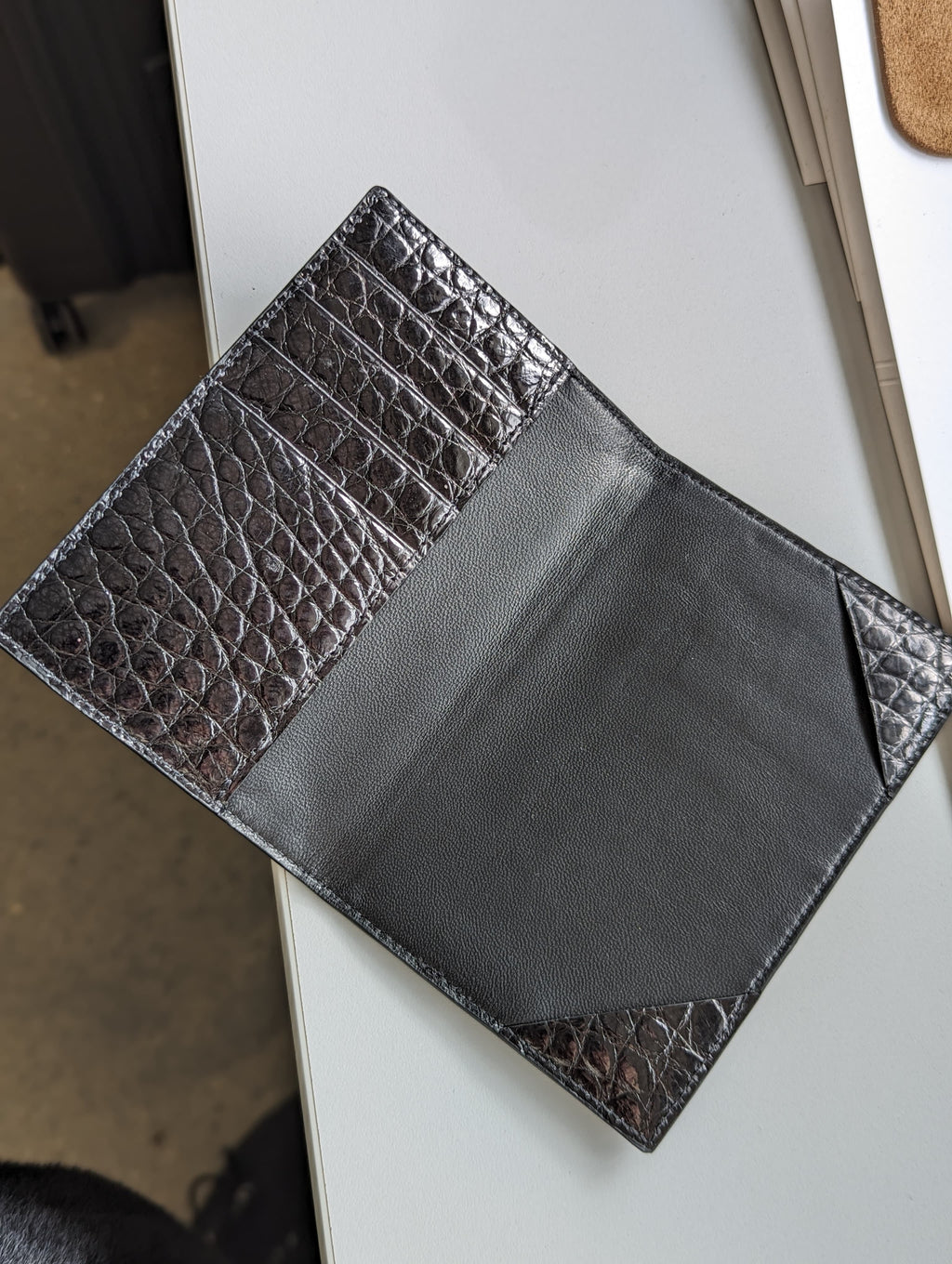 Passport & Card Holder - Black Crocodile - Ascot Shoes