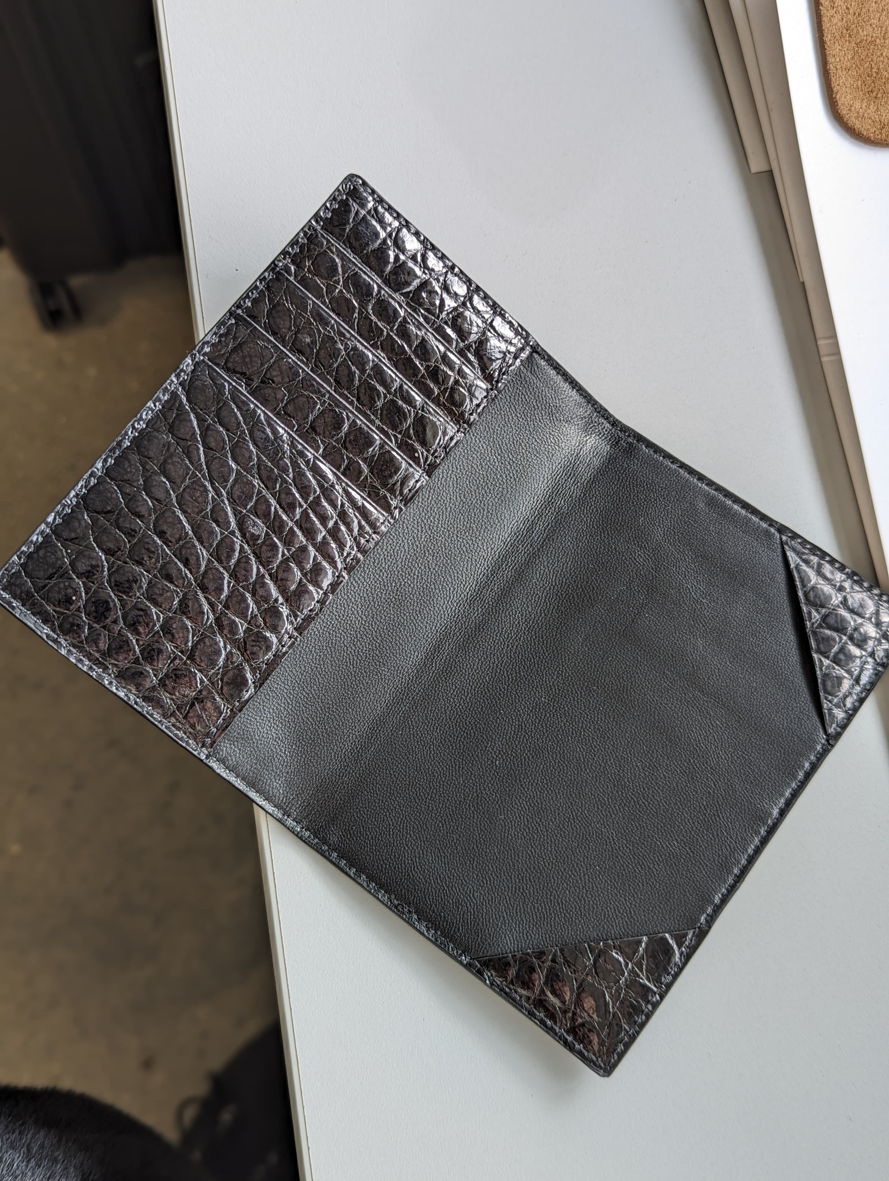 Passport & Card Holder - Black Crocodile - Ascot Shoes