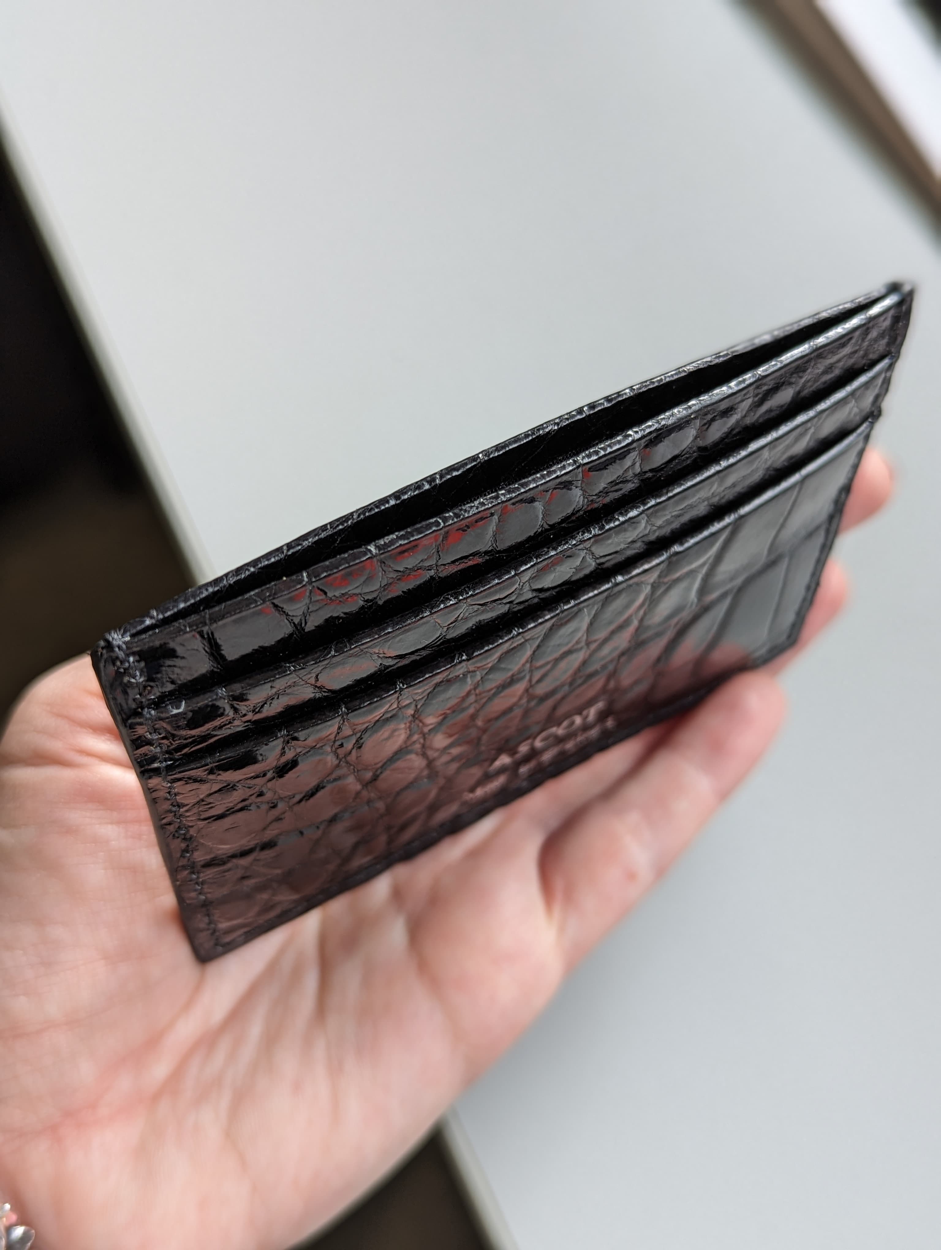 Credit Card Slip - Black Crocodile - Ascot Shoes