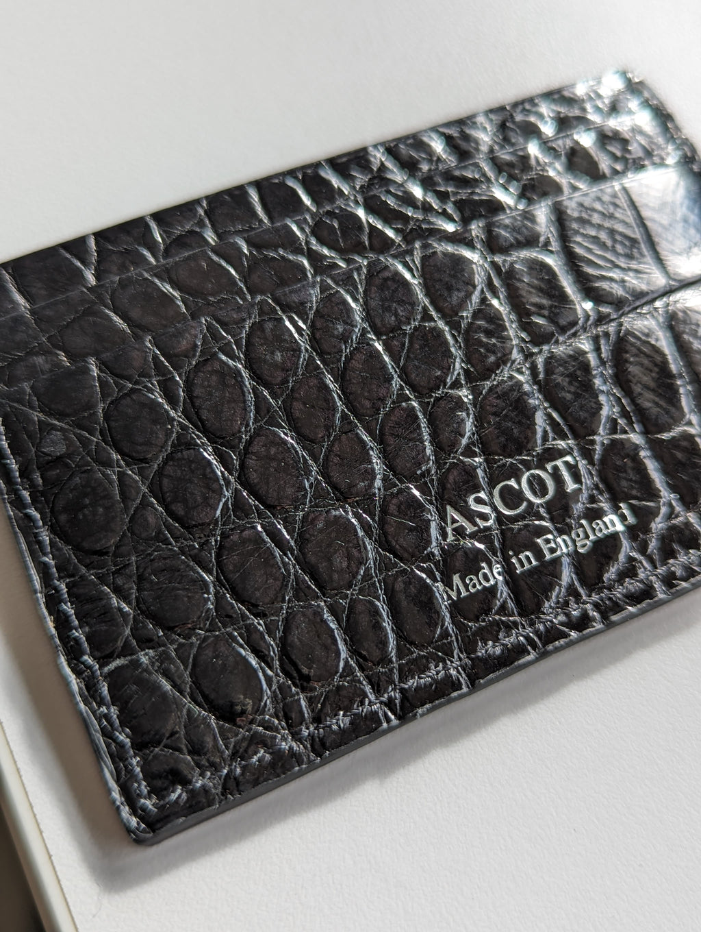 Credit Card Slip - Black Crocodile - Ascot Shoes