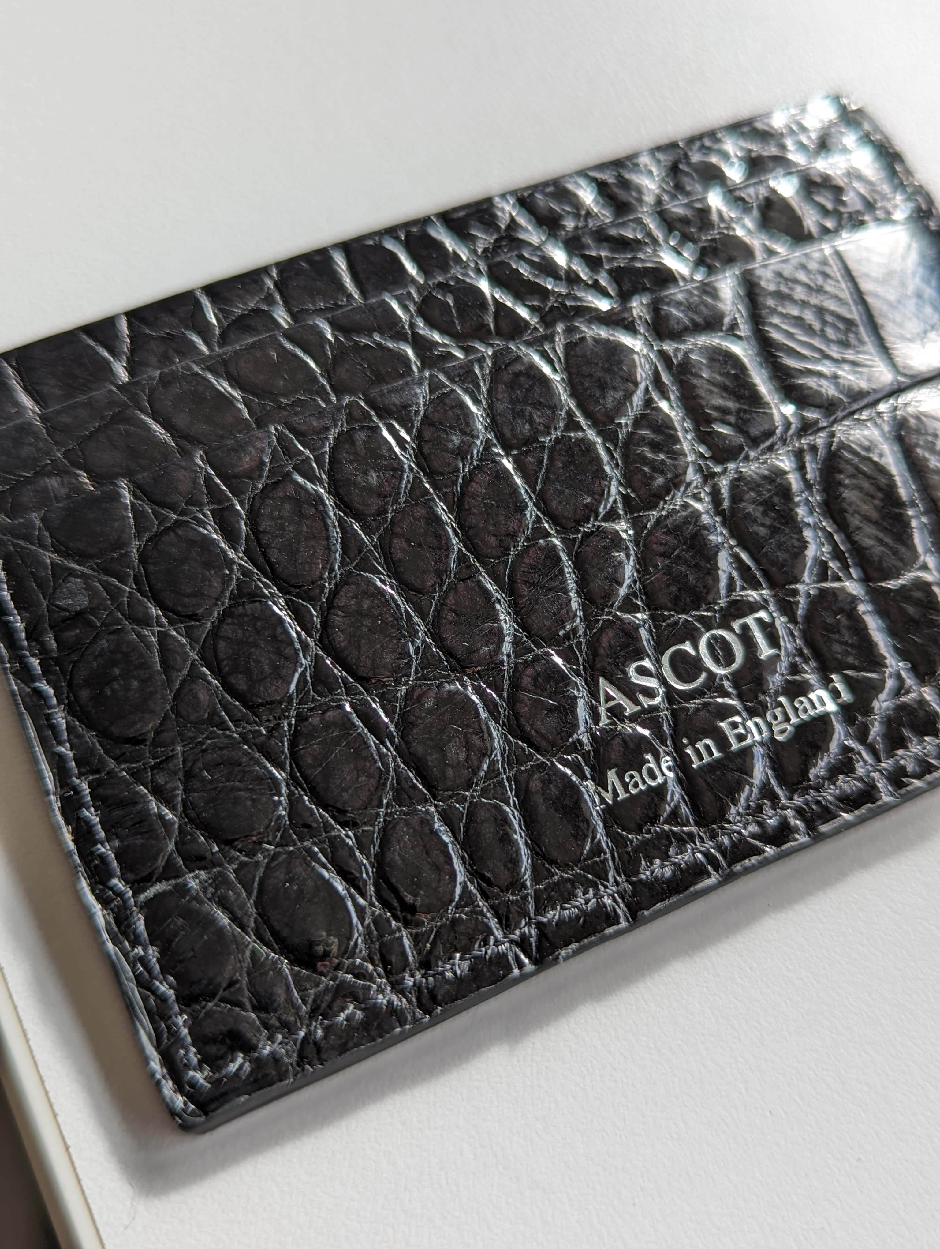 Credit Card Slip - Black Crocodile - Ascot Shoes