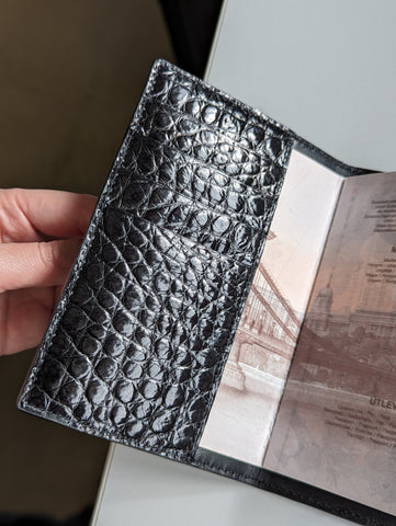 Passport & Card Holder - Black Crocodile