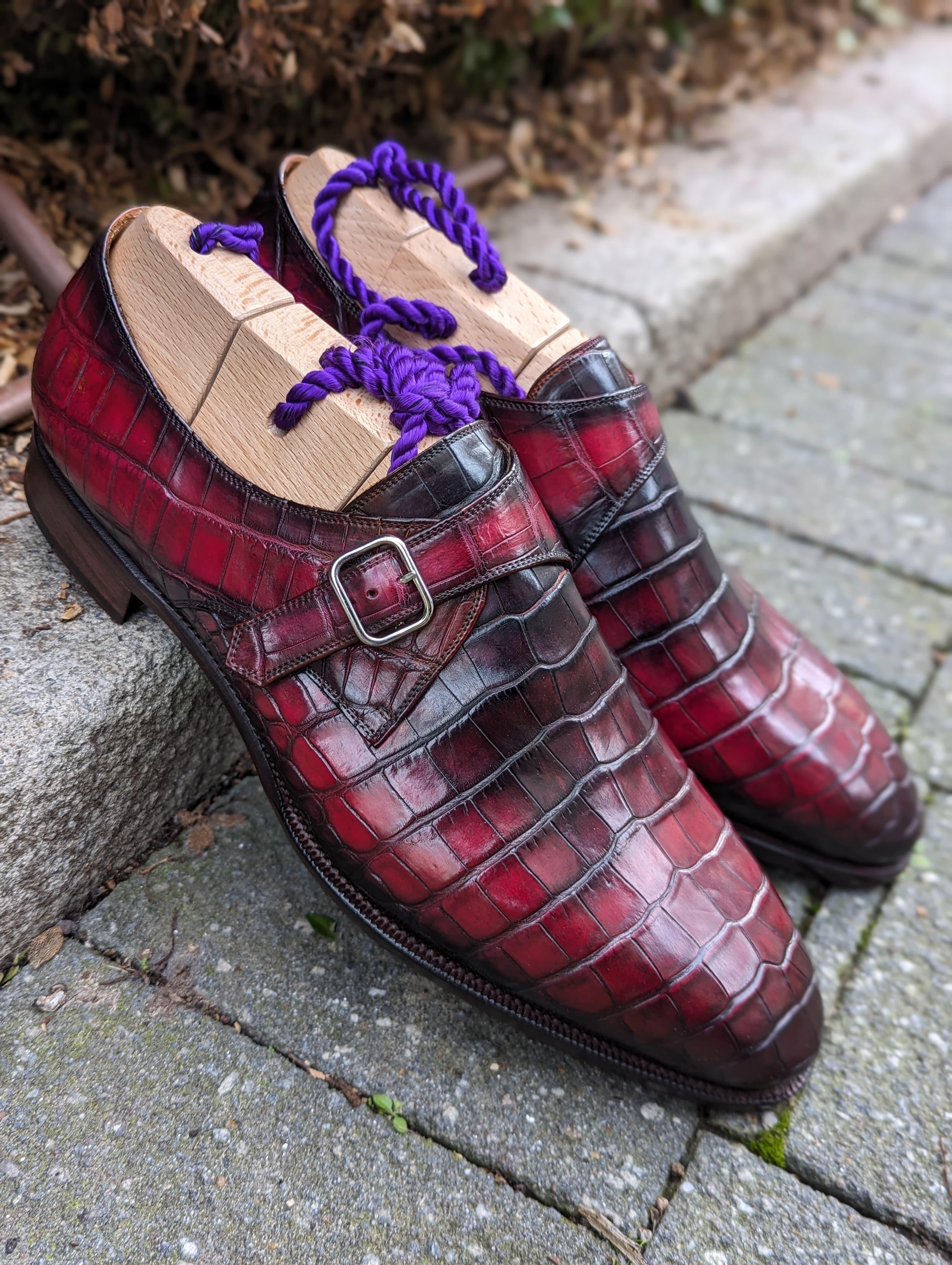 Ascot Double Monk - Burgundy Patina, UK 12 - Ascot Shoes