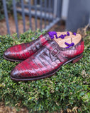 Ascot Double Monk - Burgundy Patina, UK 12 - Ascot Shoes