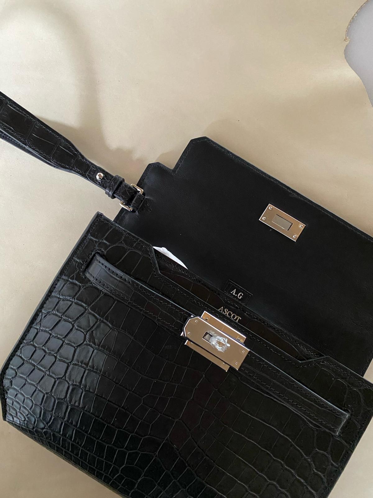 Clutch Bag - Black Crocodile 25 cm - Ascot Shoes