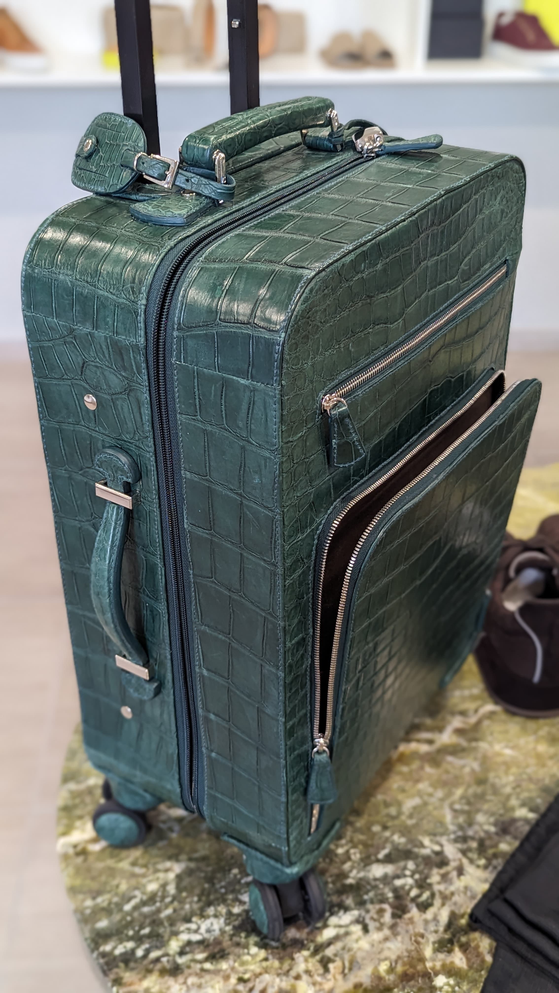Bespoke Cabin Suitcase - Green Crocodile - Ascot Shoes