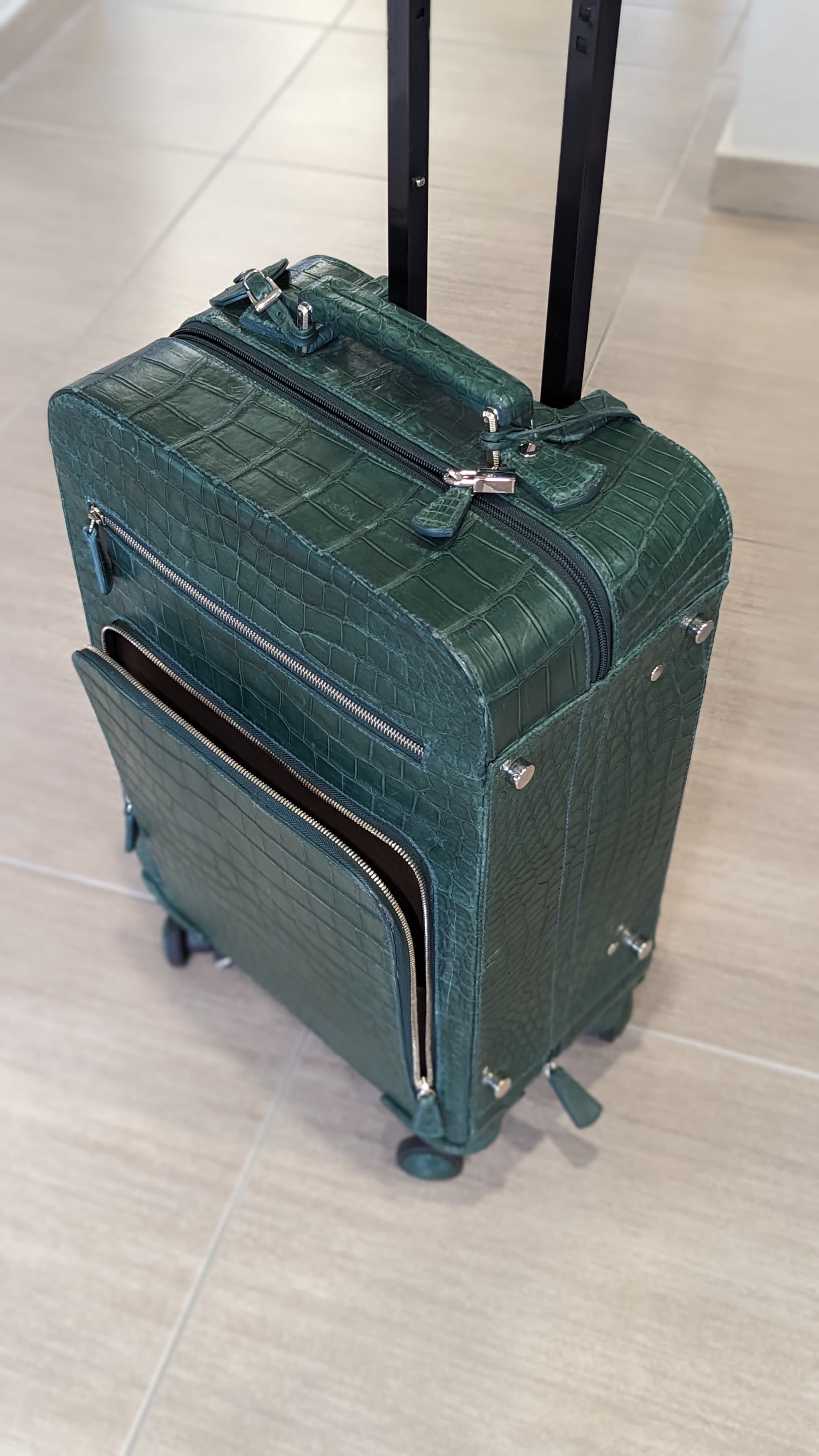 Bespoke Cabin Suitcase - Green Crocodile - Ascot Shoes