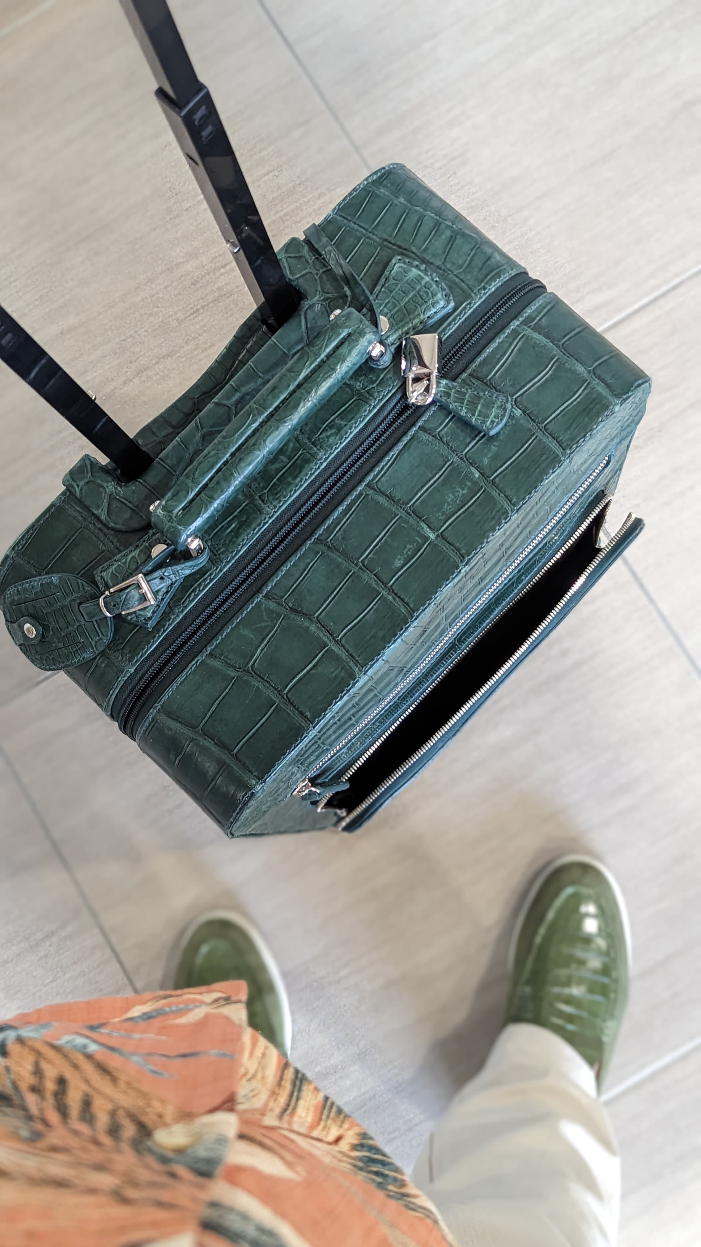 Bespoke Cabin Suitcase - Green Crocodile - Ascot Shoes