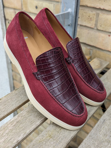 Ascot Sunseeker - Burgundy Crocodile & Suede