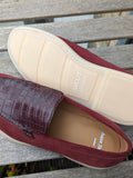 Ascot Sunseeker - Burgundy Crocodile & Suede - Ascot Shoes