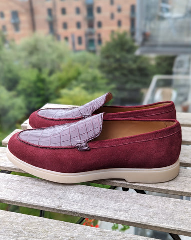 Ascot Sunseeker - Burgundy Crocodile & Suede