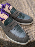 Ascot Sunseeker - Green Crocodile & Olive Green Suede - Ascot Shoes