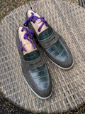 Ascot Sunseeker - Green Crocodile & Olive Green Suede - Ascot Shoes