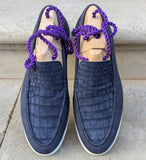 Ascot Cannes - Navy Nubuck Crocodile & Suede (Copy) - Ascot Shoes
