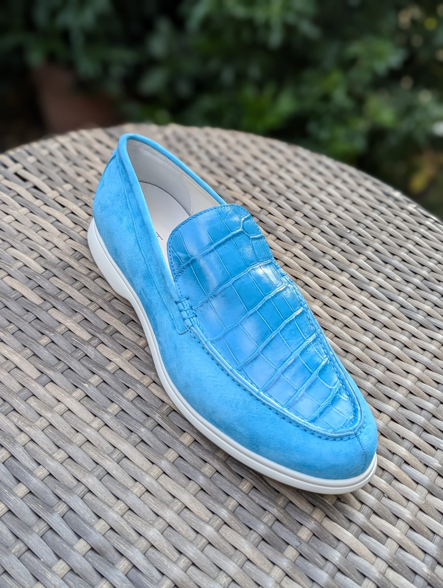 Ascot Cannes - Blue Crocodile & Suede, UK 10 - Ascot Shoes