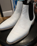 Ascot Chelsea Boots - White Crocodile - Ascot Shoes