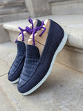 Ascot Cannes - Navy Nubuck Crocodile & Suede (Copy) - Ascot Shoes