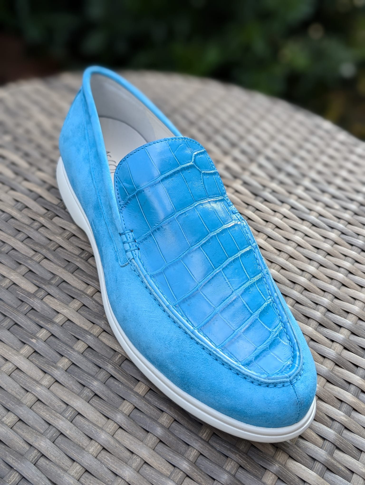 Ascot Cannes - Blue Crocodile & Suede, UK 10 - Ascot Shoes