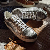 Ascot Sneakers - Silver Crocodile - Ascot Shoes