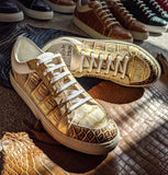 Ascot Sneakers - Gold Crocodile - Ascot Shoes