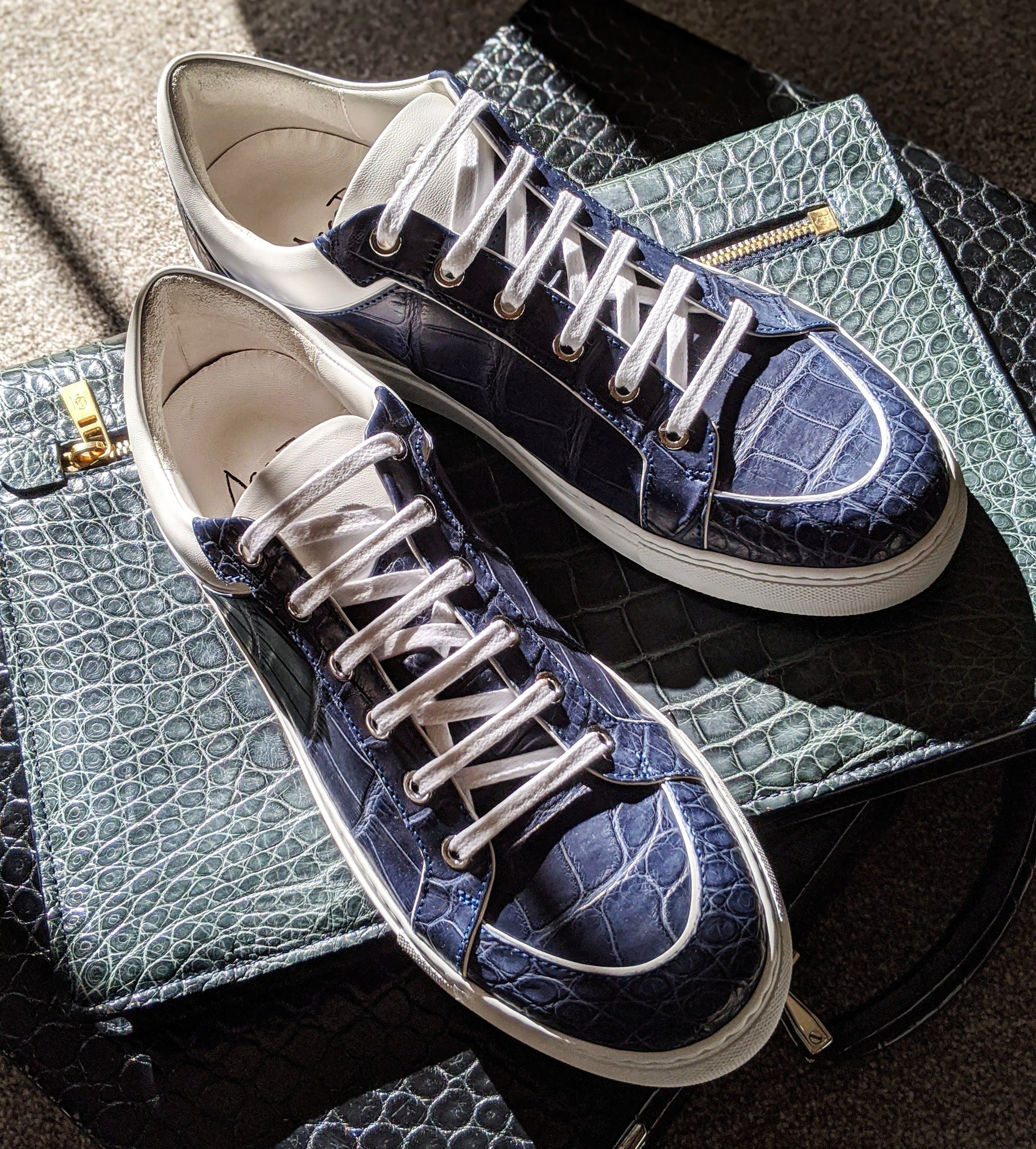 Ascot Sneakers - Blue Crocodile - Ascot Shoes