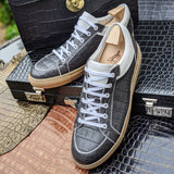 Ascot Sneakers - Caviar Grey Crocodile - Ascot Shoes