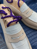 Ascot Classic Loafers - White Crocodile & Cream Leather - Ascot Shoes