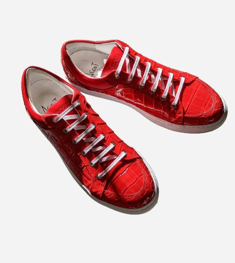 Ascot Sneakers - Ferrari Red Crocodile - Ascot Shoes