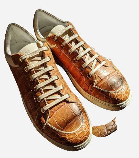 Ascot Sneakers - Tan Crocodile - Ascot Shoes