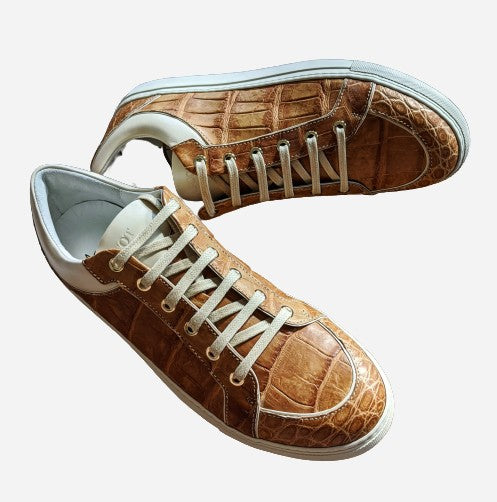 Ascot Sneakers - Tan Crocodile - Ascot Shoes