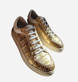 Ascot Sneakers - Gold Crocodile - Ascot Shoes