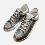 Ascot Sneakers - Silver Crocodile - Ascot Shoes