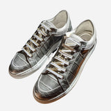 Ascot Sneakers - Silver Crocodile - Ascot Shoes
