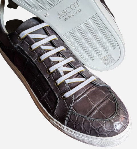 Ascot Sneakers - Grey Crocodile - Ascot Shoes