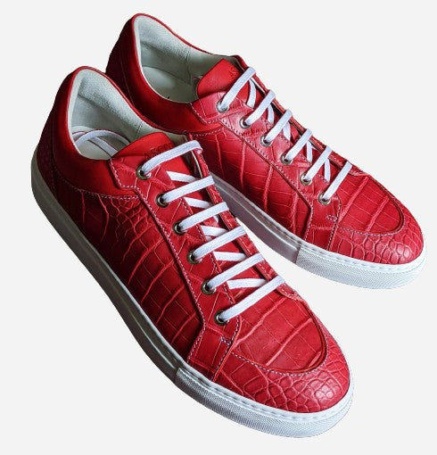 Ascot Sneakers - Red Matt Alligator - Ascot Shoes