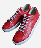 Ascot Sneakers - Red Matt Alligator - Ascot Shoes