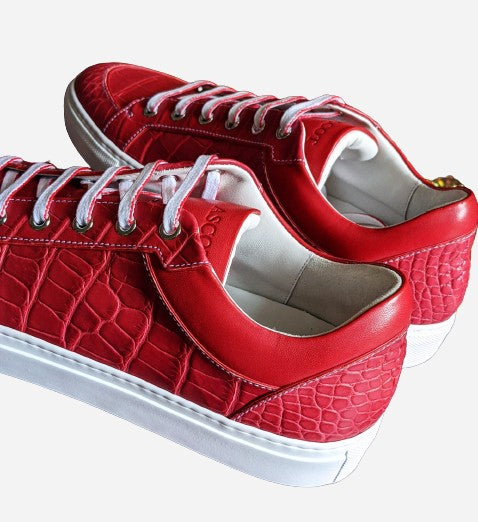 Ascot Sneakers - Red Matt Alligator - Ascot Shoes