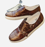 Ascot Double Monk Sneakers - Bronze Alligator - Ascot Shoes